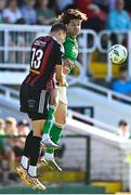 5 June 2023; Ruairi Keating of Cork City in action against Kacper Radkowski of Bohemians during the SSE Airtricity Men's Premier Division match between Cork City and Bohemians at Turner's Cross in Cork. Photo by Eóin Noonan/Sportsfile