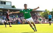 5 June 2023; Barry Coffey of Cork City celebrates his side's second goal scored by Daniel Krezic during the SSE Airtricity Men's Premier Division match between Cork City and Bohemians at Turner's Cross in Cork. Photo by Eóin Noonan/Sportsfile