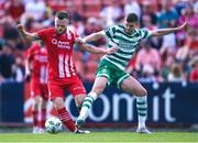 5 June 2023; David Cawley of Sligo Rovers in action against Sean Gannon of Shamrock Rovers during the SSE Airtricity Men's Premier Division match between Sligo Rovers and Shamrock Rovers at The Showgrounds in Sligo. Photo by Piaras Ó Mídheach/Sportsfile