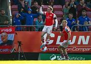5 June 2023; Chris Forrester of St Patrick's Athletic celebrates after scoring his side's third goal during the SSE Airtricity Men's Premier Division match between St Patrick's Athletic and Derry City at Richmond Park in Dublin. Photo by Harry Murphy/Sportsfile