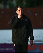 5 June 2023; Derry City head coach Ruaidhrí Higgins after his side's defeat in the SSE Airtricity Men's Premier Division match between St Patrick's Athletic and Derry City at Richmond Park in Dublin. Photo by Harry Murphy/Sportsfile