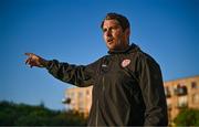 5 June 2023; Derry City head coach Ruaidhrí Higgins during the SSE Airtricity Men's Premier Division match between St Patrick's Athletic and Derry City at Richmond Park in Dublin. Photo by Harry Murphy/Sportsfile