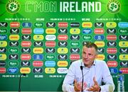 6 June 2023; Republic of Ireland U21 manager Jim Crawford speaking during a Republic of Ireland U21 squad announcement at the FAI Headquarters in Abbotstown, Dublin. Photo by Sam Barnes/Sportsfile