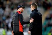 2 June 2023; Dundalk head coach Stephen O'Donnell with fourth official Kevin O'Sullivan during the SSE Airtricity Men's Premier Division match between Shamrock Rovers and Dundalk at Tallaght Stadium in Dublin. Photo by Stephen McCarthy/Sportsfile