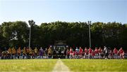 5 June 2023; Derry City and St Patrick's Athletic players line up before the SSE Airtricity Men's Premier Division match between St Patrick's Athletic and Derry City at Richmond Park in Dublin. Photo by Harry Murphy/Sportsfile