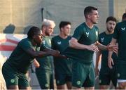 6 June 2023; Michael Obafemi, left, and Jason Knight during a Republic of Ireland training session at Calista Sports Centre in Antalya, Turkey. Photo by Stephen McCarthy/Sportsfile