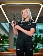7 June 2023; PwC GPA Player of the Month for May in camogie, Dearbhla Magee of Down, with her award at PwC’s offices in Dublin. Photo by Sam Barnes/Sportsfile