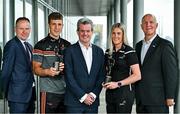 7 June 2023; In attendance during the PwC GAA/GPA Player of the Month and PwC GPA Women’s Player of the Month Awards are, from left, GAA Director of Communications Alan Milton, PwC GAA/GPA Player of the Month for May winner Derry footballer Shane McGuigan, PwC Managing Partner Feargal O’Rourke,PwC GPA Women’s Player of the Month for May winner Down camogie player Dearbhla Magee and GPA Head of Operations and Finance Ciarán Barr at PwC offices in Dublin. Photo by Sam Barnes/Sportsfile
