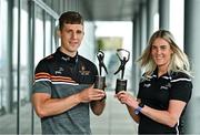 7 June 2023; In attendance during the PwC GAA/GPA Player of the Month and PwC GPA Women’s Player of the Month Awards are PwC GAA/GPA Player of the Month for May winner Derry footballer Shane McGuigan and PwC GPA Women’s Player of the Month for May winner Down camogie player Dearbhla Magee at PwC offices in Dublin. Photo by Sam Barnes/Sportsfile