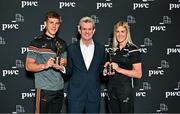 7 June 2023; In attendance during the PwC GAA/GPA Player of the Month and PwC GPA Women’s Player of the Month Awards are, from left, PwC GAA/GPA Player of the Month for May winner Derry footballer Shane McGuigan, PwC Managing Partner Feargal O’Rourke, and PwC GPA Women’s Player of the Month for May winner Down camogie player Dearbhla Magee at PwC offices in Dublin. Photo by Sam Barnes/Sportsfile