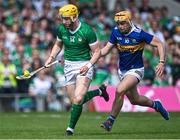 21 May 2023; Séamus Flanagan of Limerick in action against Conor Stakelum of Tipperary during the Munster GAA Hurling Senior Championship Round 4 match between Tipperary and Limerick at FBD Semple Stadium in Thurles, Tipperary. Photo by Piaras Ó Mídheach/Sportsfile