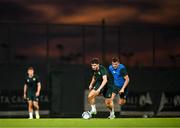 7 June 2023; Mikey Johnston and Jason Knight, left, during a Republic of Ireland training session at Calista Sports Centre in Antalya, Turkey. Photo by Stephen McCarthy/Sportsfile