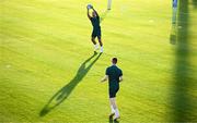 7 June 2023; Adam Idah plays gaelic football during a Republic of Ireland training session at Calista Sports Centre in Antalya, Turkey. Photo by Stephen McCarthy/Sportsfile