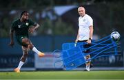 7 June 2023; Michael Obafemi and Colum O’Neill, athletic therapist, during a Republic of Ireland training session at Calista Sports Centre in Antalya, Turkey. Photo by Stephen McCarthy/Sportsfile