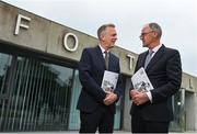 8 June 2023; FAI chief executive Jonathan Hill, left, and FAI chairperson Roy Barrett before the FAI Facilities Strategy launch at the FAI Headquarters in Abbotstown, Dublin. Photo by Seb Daly/Sportsfile