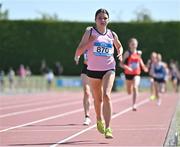 3 June 2023; Emily Bolton of Mount Sackville, Dublin, on her way to winning the intermediate girls 1500m during the 123.ie All Ireland Schools' Track and Field Championships at Tullamore in Offaly. Photo by Sam Barnes/Sportsfile