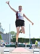 3 June 2023; Evan Hallinan of Presentation College Athenry, Galway, competes in the senior boys long jump during the 123.ie All Ireland Schools' Track and Field Championships at Tullamore in Offaly. Photo by Sam Barnes/Sportsfile