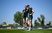 9 June 2023; James McClean, left, and Callum O’Dowda during a Republic of Ireland training session at Calista Sports Centre in Antalya, Turkey. Photo by Stephen McCarthy/Sportsfile