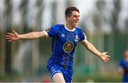 9 June 2023; Dean McMenamy of Waterford celebrates after scoring his side's first goal during the SSE Airtricity Men's First Division match between Waterford and Bray Wanderers at RSC in Waterford. Photo by Michael P Ryan/Sportsfile