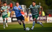 9 June 2023; Lee Grace of Shamrock Rovers in action against Adam Wells of UCD during the SSE Airtricity Men's Premier Division match between Shamrock Rovers and UCD at Tallaght Stadium in Dublin. Photo by Harry Murphy/Sportsfile