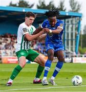 9 June 2023; Thomas Oluwa of Waterford in action against Luka Lovic of Bray Wanderers during the SSE Airtricity Men's First Division match between Waterford and Bray Wanderers at RSC in Waterford. Photo by Michael P Ryan/Sportsfile