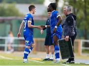 9 June 2023; Thomas Oluwa of Waterford comes onto the pitch during a substitution for the injured Dean McMenamy during the SSE Airtricity Men's First Division match between Waterford and Bray Wanderers at RSC in Waterford. Photo by Michael P Ryan/Sportsfile