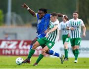 9 June 2023; Max Murphy of Bray Wanderers in action against Thomas Oluwa of Waterford during the SSE Airtricity Men's First Division match between Waterford and Bray Wanderers at RSC in Waterford. Photo by Michael P Ryan/Sportsfile