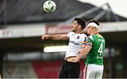 9 June 2023; Patrick Hoban of Dundalk in action against Cian Coleman of Cork City during the SSE Airtricity Men's Premier Division match between Cork City and Dundalk at Turner's Cross in Cork. Photo by Eóin Noonan/Sportsfile