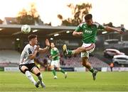 9 June 2023; Barry Coffey of Cork City in action against Ryan O'Kane of Dundalk during the SSE Airtricity Men's Premier Division match between Cork City and Dundalk at Turner's Cross in Cork. Photo by Eóin Noonan/Sportsfile