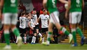 9 June 2023; John Martin of Dundalk celebrates with teammate Andy Boyle after scoring his side's second goal during the SSE Airtricity Men's Premier Division match between Cork City and Dundalk at Turner's Cross in Cork. Photo by Eóin Noonan/Sportsfile