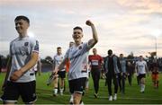 9 June 2023; Darragh Leahy of Dundalk celebrates infront of &quot;the Shed end&quot; after the SSE Airtricity Men's Premier Division match between Cork City and Dundalk at Turner's Cross in Cork. Photo by Eóin Noonan/Sportsfile