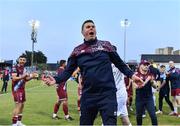 9 June 2023; Drogheda United manager Kevin Doherty celebrates after his side's victory in the SSE Airtricity Men's Premier Division match between Drogheda United and St Patrick's Athletic at Weaver's Park in Drogheda, Louth. Photo by Tyler Miller/Sportsfile