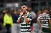 9 June 2023; Gary O'Neill of Shamrock Rovers after his side's victory in the SSE Airtricity Men's Premier Division match between Shamrock Rovers and UCD at Tallaght Stadium in Dublin. Photo by Harry Murphy/Sportsfile