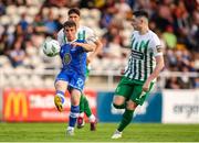 9 June 2023; Dean McMenamy of Waterford in action against Conor Crowley of Bray Wanderers during the SSE Airtricity Men's First Division match between Waterford and Bray Wanderers at RSC in Waterford. Photo by Michael P Ryan/Sportsfile