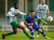 9 June 2023; Ronan Coughlan of Waterford in action against Cole Omorehiomwan of Bray Wanderers during the SSE Airtricity Men's First Division match between Waterford and Bray Wanderers at RSC in Waterford. Photo by Michael P Ryan/Sportsfile