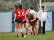 10 June 2023; A Mayo player celebrates after scoring her side's second goal during the 2023 All-Ireland U14 Platinum Final match between Cork and Mayo at McDonagh Park in Nenagh, Tipperary. Photo by Michael P Ryan/Sportsfile