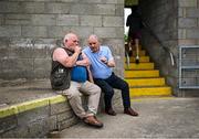 10 June 2023; Fermanagh supporters Marty O'Shea, left, and Fergal McMahon before the Tailteann Cup Preliminary Quarter Final match between Fermanagh and Laois at Brewster Park in Enniskillen, Fermanagh. Photo by David Fitzgerald/Sportsfile