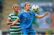 10 June 2023; Kate Mooney of Peamount United in action against Savannah McCarthy of Shamrock Rovers during the SSE Airtricity Women's Premier Division match between Shamrock Rovers and Peamount United at Tallaght Stadium in Dublin. Photo by Seb Daly/Sportsfile