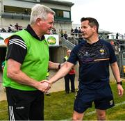 10 June 2023; Offaly manager Martin Murphy and Wexford manager John Hegarty after the Tailteann Cup Preliminary Quarter Final match between Offaly and Wexford at Glenisk O'Connor Park in Tullamore, Offaly. Photo by Tom Beary/Sportsfile