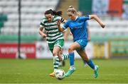 10 June 2023; Tara O’Hanlon of Peamount United in action against Áine O'Gorman of Shamrock Rovers during the SSE Airtricity Women's Premier Division match between Shamrock Rovers and Peamount United at Tallaght Stadium in Dublin. Photo by Seb Daly/Sportsfile