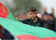 10 June 2023; A Mayo supporter during the 2023 All-Ireland U14 Platinum Final match between Cork and Mayo at McDonagh Park in Nenagh, Tipperary. Photo by Michael P Ryan/Sportsfile