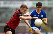 10 June 2023; Liam Kerr of Down in action against Iarla O'Sullivan of Longford during the Tailteann Cup Preliminary Quarter Final match between Down and Longford at Pairc Esler in Newry, Down. Photo by Daire Brennan/Sportsfile