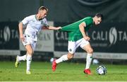 10 June 2023; Jayson Molumby is tackled by Mark Sykes, left, during a Republic of Ireland training match at Calista Sports Centre in Antalya, Turkey. Photo by Stephen McCarthy/Sportsfile