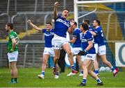 10 June 2023; Patrick O'Sullivan of Laois celebrates at the final whistle after the Tailteann Cup Preliminary Quarter Final match between Fermanagh and Laois at Brewster Park in Enniskillen, Fermanagh. Photo by David Fitzgerald/Sportsfile
