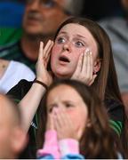 10 June 2023; Fermanagh supporters react during the Tailteann Cup Preliminary Quarter Final match between Fermanagh and Laois at Brewster Park in Enniskillen, Fermanagh. Photo by David Fitzgerald/Sportsfile