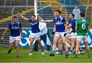 10 June 2023; Laois players celebrate at the final whistle after the Tailteann Cup Preliminary Quarter Final match between Fermanagh and Laois at Brewster Park in Enniskillen, Fermanagh. Photo by David Fitzgerald/Sportsfile