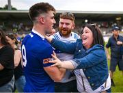 10 June 2023; Damon Larkin of Laois is congratulated by his mother Fiona after the Tailteann Cup Preliminary Quarter Final match between Fermanagh and Laois at Brewster Park in Enniskillen, Fermanagh. Photo by David Fitzgerald/Sportsfile