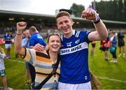 10 June 2023; Evan O’Carroll of Laois with Niamh Carr after the Tailteann Cup Preliminary Quarter Final match between Fermanagh and Laois at Brewster Park in Enniskillen, Fermanagh. Photo by David Fitzgerald/Sportsfile