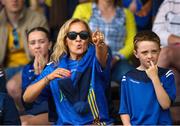 10 June 2023; Wicklow supporter Tina Donoghoe during the 2023 All-Ireland U14 Bronze Final match between Clare and Wicklow at McDonagh Park in Nenagh, Tipperary. Photo by Michael P Ryan/Sportsfile