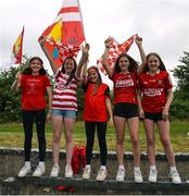 10 June 2023; Cork supporters during the 2023 All-Ireland U14 Platinum Final match between Cork and Mayo at McDonagh Park in Nenagh, Tipperary. Photo by Michael P Ryan/Sportsfile